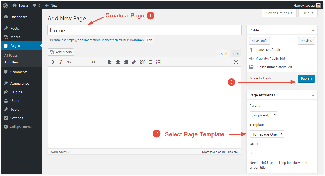 homepage setup